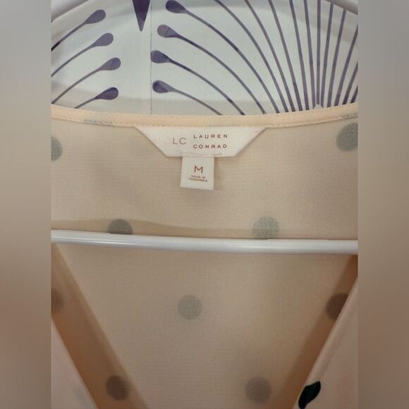 LC Lauren Conrad Cream Polka Dot Midi Dress size medium. Peach 🍑 and green polka - Picture 3 of 6